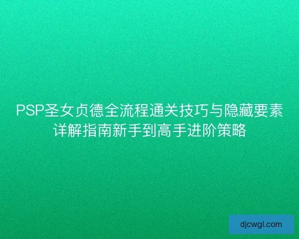 PSP圣女贞德全流程通关技巧与隐藏要素详解指南新手到高手进阶策略