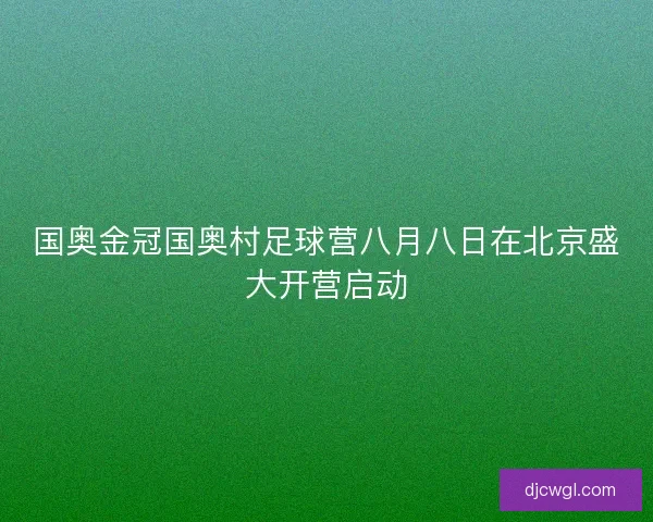 国奥金冠国奥村足球营八月八日在北京盛大开营启动