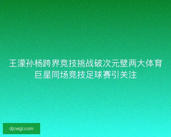王濛孙杨跨界竞技挑战破次元壁两大体育巨星同场竞技足球赛引关注
