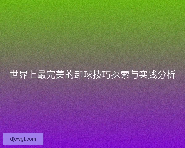 世界上最完美的卸球技巧探索与实践分析 世界上最完美的卸球技巧探索与实践分析