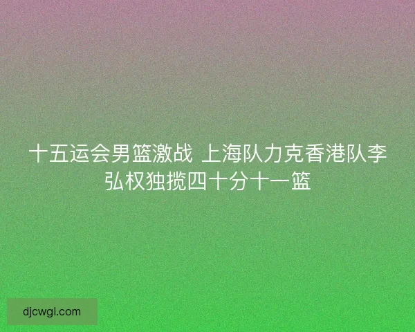 十五运会男篮激战 上海队力克香港队李弘权独揽四十分十一篮